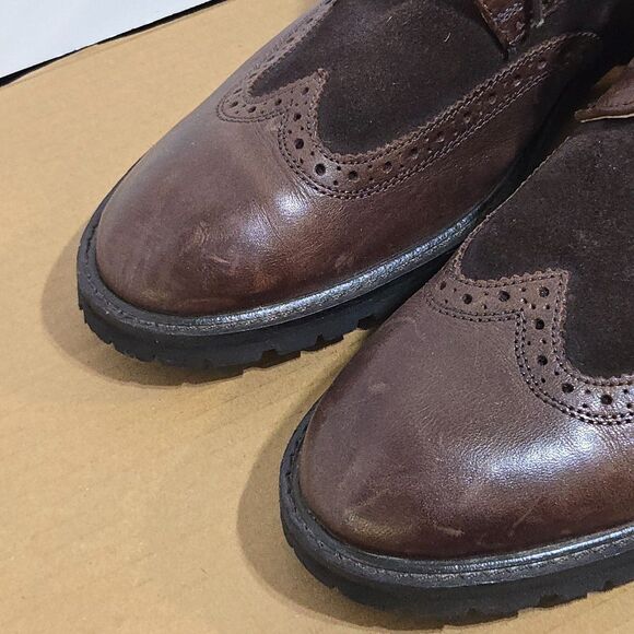 Florsheim Limited Mens Sz 10D Brown Leather Wingtip Lace Up Chukka Ankle Boots - Picture 3 of 12